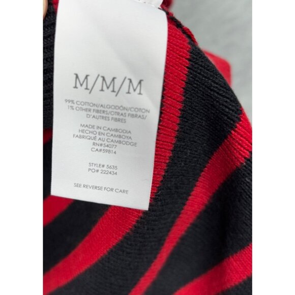 Cabi Womens Sweater M Striped Red‎ White Pullover Boxy Fit Crewneck - Picture 4 of 5